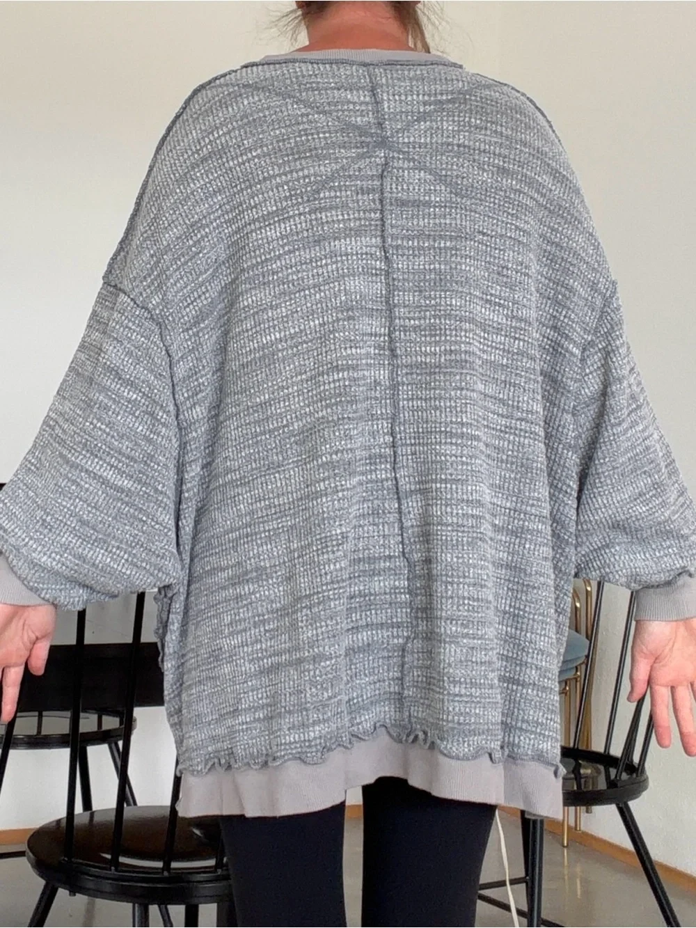 We The Free Oversized Thermal Tunic Womens Small Inside out seams Heathered Gray
